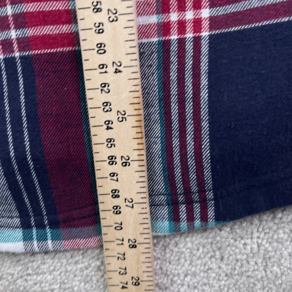 Orvis Shirt Jacket Women Large Red Blue Plaid Fleece Lined Snap Pinnacle Shacket